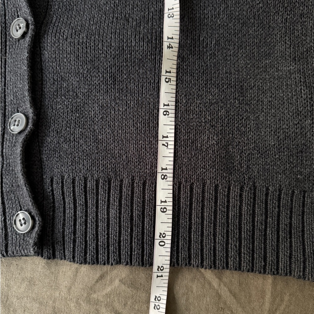 Zara Charcoal Gray Cotton Crewneck Cardigan - Picture 4 of 6